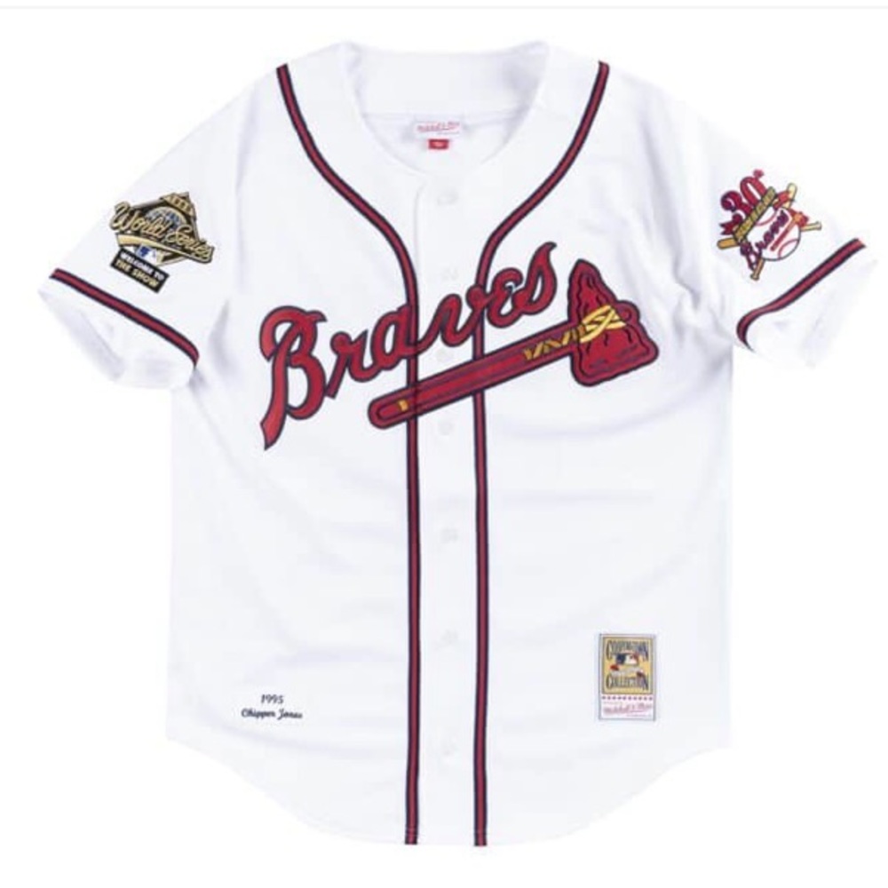 Mitchell & Ness Chipper Jones Authentic Atlanta Braves Home 1995 Jersey white
